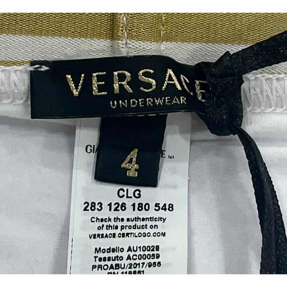 M2-24 VERSACE Men's Greca Boxer Briefs Cotton Stretch White Size 4/30-32/S - Picture 6 of 11